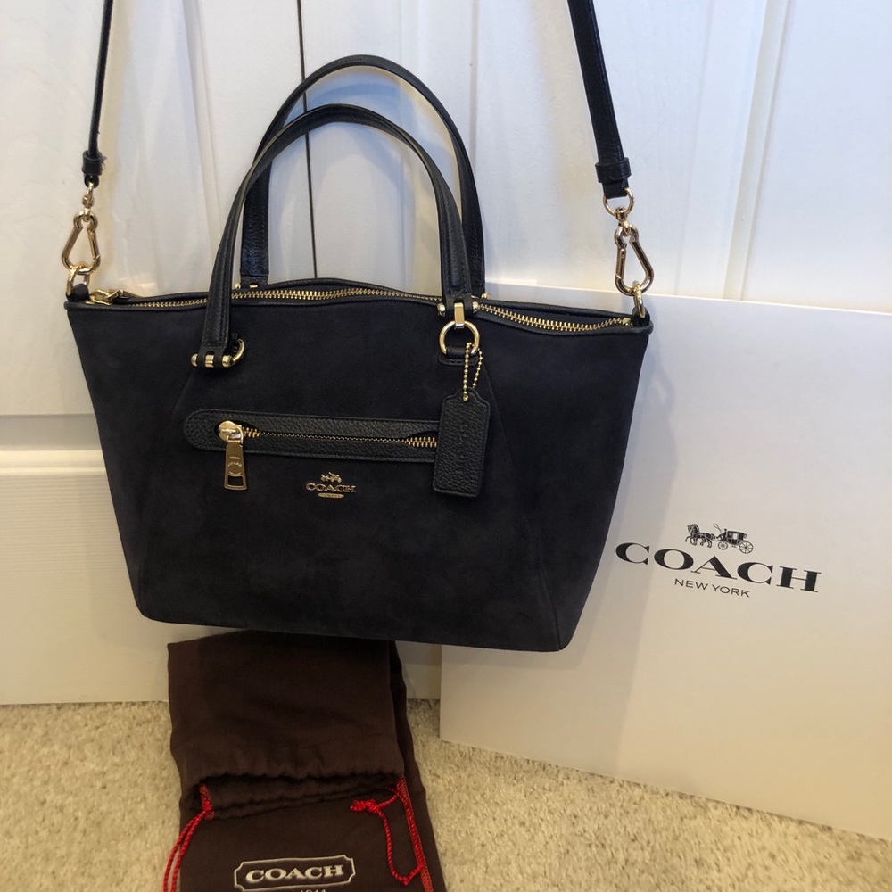 COACH Blue Suede Satchel/Crossbody